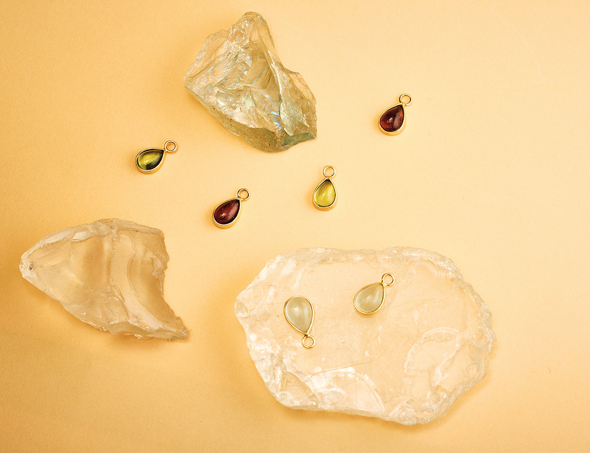 charm or 18K recyclé pierres fines cabochons paris