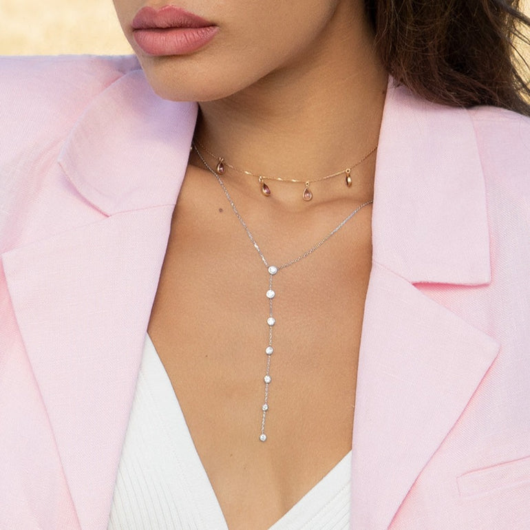 collier chaine or blanc cascade de diamants  maison jeantet